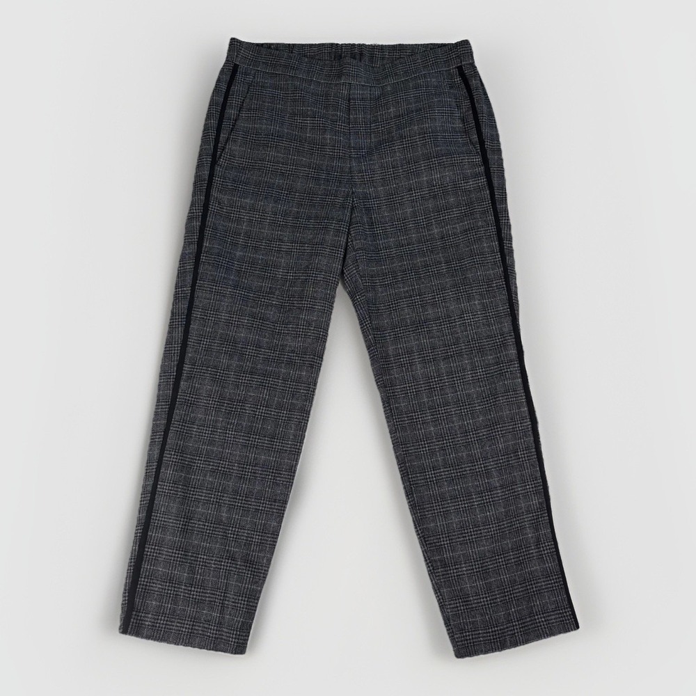 Old Navy Plaid Pants Womens 8 Grey Side Stripe Trousers Workwear Preppy